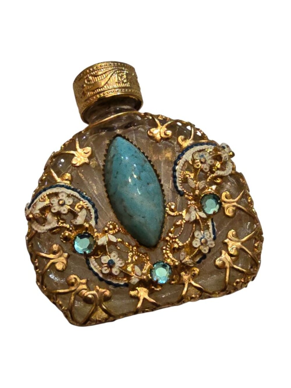 Vintage Czech Glass Decorative Perfume Bottle (A9746)